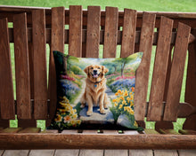 Load image into Gallery viewer, Golden Retriever Spring Path Throw Pillow - 14x14 Decorative Pillow – Art for Your Home &amp; Patio