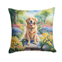 Load image into Gallery viewer, Golden Retriever Spring Path Throw Pillow - 14x14 Decorative Pillow – Art for Your Home &amp; Patio