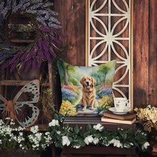 Load image into Gallery viewer, Golden Retriever Spring Path Throw Pillow