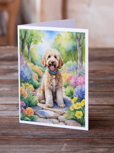Load image into Gallery viewer, Goldendoodle Spring Path Greeting Cards - Blank Note Cards – 8-Pack of Artist-Designed Cards with Envelopes
