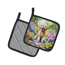 Load image into Gallery viewer, Goldendoodle Spring Path Pot Holders - Set of 2 Decorative Kitchen Helpers | Made in the USA