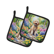 Load image into Gallery viewer, Goldendoodle Spring Path Pot Holders - Set of 2 Decorative Kitchen Helpers | Made in the USA