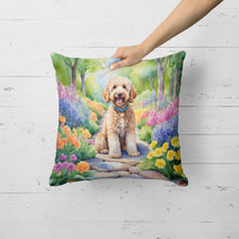 Load image into Gallery viewer, Goldendoodle Spring Path Throw Pillow