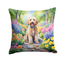 Load image into Gallery viewer, Goldendoodle Spring Path Throw Pillow