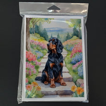 Load image into Gallery viewer, Gordon Setter Spring Path Greeting Cards - Blank Note Cards – 8-Pack of Artist-Designed Cards with Envelopes