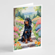 Load image into Gallery viewer, Gordon Setter Spring Path Greeting Cards - Blank Note Cards – 8-Pack of Artist-Designed Cards with Envelopes