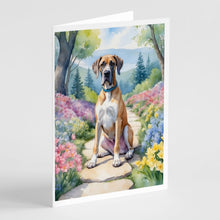 Load image into Gallery viewer, Great Dane Spring Path Greeting Cards - Blank Note Cards – 8-Pack of Artist-Designed Cards with Envelopes