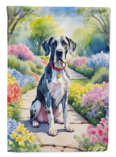 Load image into Gallery viewer, Great Dane Spring Path Garden Flag  – Dog-Themed Floral Outdoor Decor