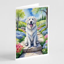 Load image into Gallery viewer, Great Pyrenees Spring Path Greeting Cards - Blank Note Cards – 8-Pack of Artist-Designed Cards with Envelopes