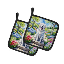Load image into Gallery viewer, Great Pyrenees Spring Path Pot Holders - Set of 2 Decorative Kitchen Helpers | Made in the USA