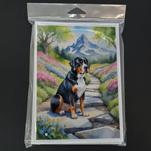 Load image into Gallery viewer, Greater Swiss Mountain Dog Spring Path Greeting Cards - Blank Note Cards – 8-Pack of Artist-Designed Cards with Envelopes