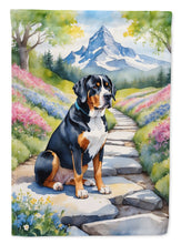 Load image into Gallery viewer, Greater Swiss Mountain Dog Spring Path Garden Flag  – Dog-Themed Floral Outdoor Decor