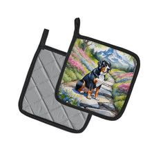 Load image into Gallery viewer, Greater Swiss Mountain Dog Spring Path Pot Holders - Set of 2 Decorative Kitchen Helpers | Made in the USA