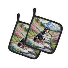 Load image into Gallery viewer, Greater Swiss Mountain Dog Spring Path Pot Holders - Set of 2 Decorative Kitchen Helpers | Made in the USA