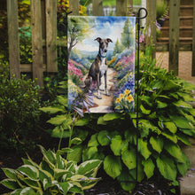Load image into Gallery viewer, Greyhound Spring Path Garden Flag  – Dog-Themed Floral Outdoor Decor
