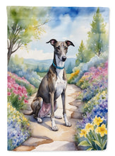 Load image into Gallery viewer, Greyhound Spring Path Garden Flag  – Dog-Themed Floral Outdoor Decor