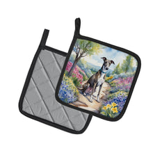 Load image into Gallery viewer, Greyhound Spring Path Pot Holders - Set of 2 Decorative Kitchen Helpers | Made in the USA