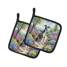 Load image into Gallery viewer, Greyhound Spring Path Pot Holders - Set of 2 Decorative Kitchen Helpers | Made in the USA