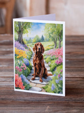 Load image into Gallery viewer, Irish Setter Spring Path Greeting Cards - Blank Note Cards – 8-Pack of Artist-Designed Cards with Envelopes