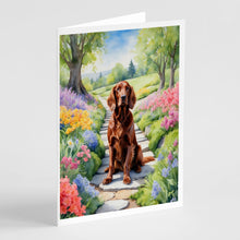 Load image into Gallery viewer, Irish Setter Spring Path Greeting Cards - Blank Note Cards – 8-Pack of Artist-Designed Cards with Envelopes