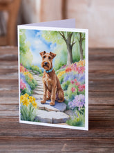 Load image into Gallery viewer, Irish Terrier Spring Path Greeting Cards - Blank Note Cards – 8-Pack of Artist-Designed Cards with Envelopes