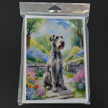 Load image into Gallery viewer, Irish Wolfhound Spring Path Greeting Cards - Blank Note Cards – 8-Pack of Artist-Designed Cards with Envelopes