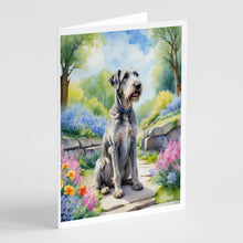 Load image into Gallery viewer, Irish Wolfhound Spring Path Greeting Cards - Blank Note Cards – 8-Pack of Artist-Designed Cards with Envelopes