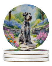 Load image into Gallery viewer, Irish Wolfhound Spring Path Large Sandstone Coasters Pack of 4