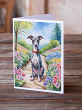 Load image into Gallery viewer, Italian Greyhound Spring Path Greeting Cards - Blank Note Cards – 8-Pack of Artist-Designed Cards with Envelopes