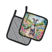 Load image into Gallery viewer, Italian Greyhound Spring Path Pot Holders - Set of 2 Decorative Kitchen Helpers | Made in the USA