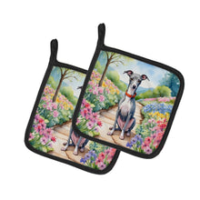 Load image into Gallery viewer, Italian Greyhound Spring Path Pot Holders - Set of 2 Decorative Kitchen Helpers | Made in the USA