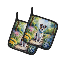 Load image into Gallery viewer, Jack Russell Terrier Spring Path Pot Holders - Set of 2 Decorative Kitchen Helpers | Made in the USA