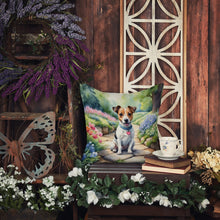 Load image into Gallery viewer, Jack Russell Terrier Spring Path Throw Pillow