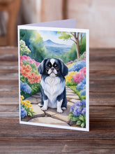 Load image into Gallery viewer, Japanese Chin Spring Path Greeting Cards - Blank Note Cards – 8-Pack of Artist-Designed Cards with Envelopes
