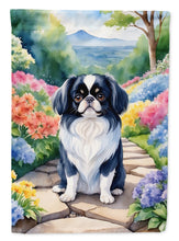 Load image into Gallery viewer, Japanese Chin Spring Path Garden Flag  – Dog-Themed Floral Outdoor Decor