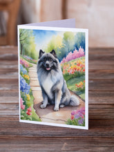 Load image into Gallery viewer, Keeshond Spring Path Greeting Cards - Blank Note Cards – 8-Pack of Artist-Designed Cards with Envelopes