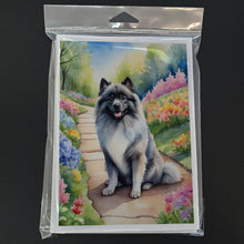 Load image into Gallery viewer, Keeshond Spring Path Greeting Cards - Blank Note Cards – 8-Pack of Artist-Designed Cards with Envelopes