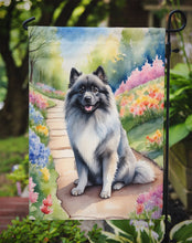 Load image into Gallery viewer, Keeshond Spring Path Garden Flag  – Dog-Themed Floral Outdoor Decor