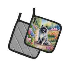 Load image into Gallery viewer, Keeshond Spring Path Pot Holders - Set of 2 Decorative Kitchen Helpers | Made in the USA