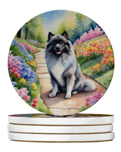 Load image into Gallery viewer, Keeshond Spring Path Large Sandstone Coasters Pack of 4