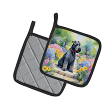 Load image into Gallery viewer, Kerry Blue Terrier Spring Path Pot Holders - Set of 2 Decorative Kitchen Helpers | Made in the USA