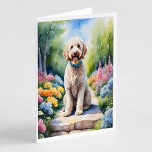 Load image into Gallery viewer, Labradoodle Spring Path Greeting Cards - Blank Note Cards – 8-Pack of Artist-Designed Cards with Envelopes