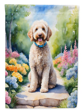 Load image into Gallery viewer, Labradoodle Spring Path Garden Flag  – Dog-Themed Floral Outdoor Decor