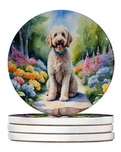 Load image into Gallery viewer, Labradoodle Spring Path Large Sandstone Coasters Pack of 4