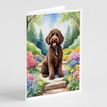 Load image into Gallery viewer, Labradoodle Spring Path Greeting Cards - Blank Note Cards – 8-Pack of Artist-Designed Cards with Envelopes
