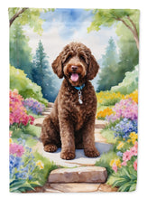 Load image into Gallery viewer, Labradoodle Spring Path Garden Flag  – Dog-Themed Floral Outdoor Decor