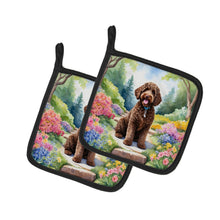 Load image into Gallery viewer, Labradoodle Spring Path Pot Holders - Set of 2 Decorative Kitchen Helpers | Made in the USA