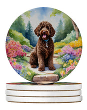 Load image into Gallery viewer, Labradoodle Spring Path Large Sandstone Coasters Pack of 4