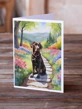 Load image into Gallery viewer, Labrador Retriever Spring Path Greeting Cards - Blank Note Cards – 8-Pack of Artist-Designed Cards with Envelopes