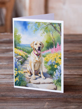 Load image into Gallery viewer, Labrador Retriever Spring Path Greeting Cards - Blank Note Cards – 8-Pack of Artist-Designed Cards with Envelopes